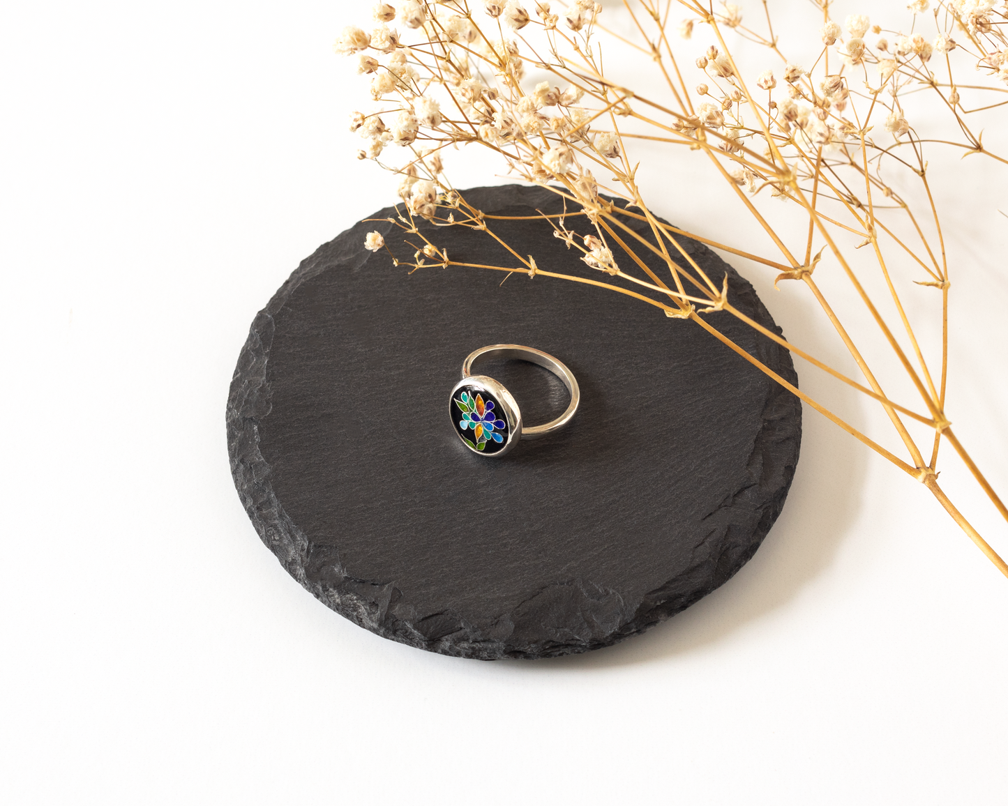 Sage green flower petal ring