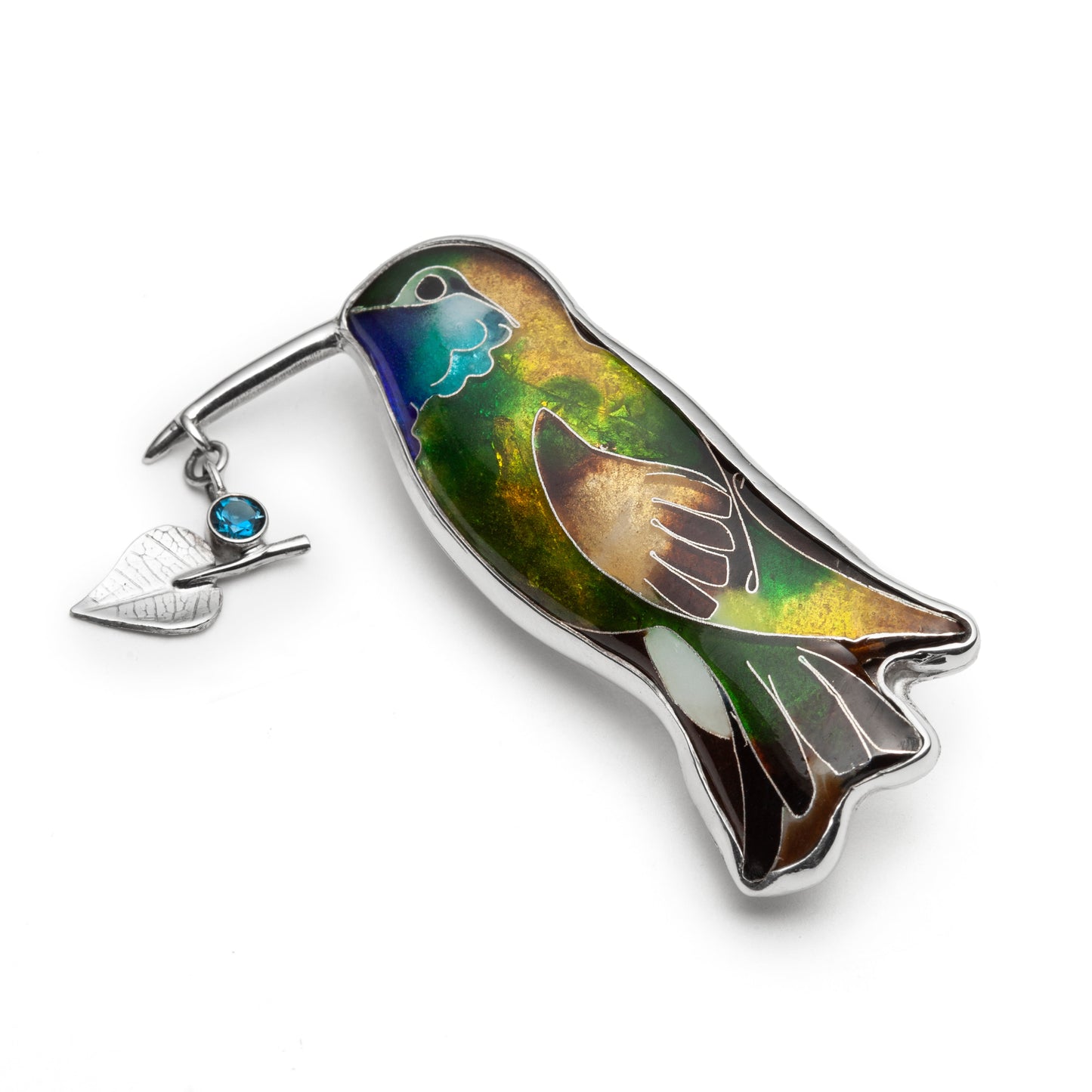 Bird-shaped keychain with colorful design on a white background