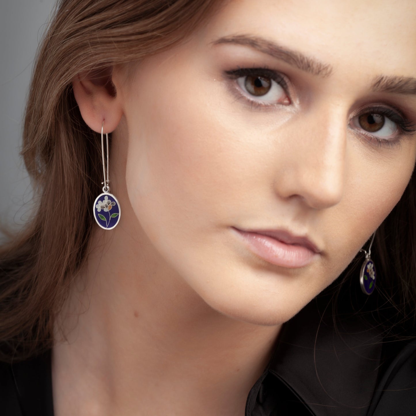 Boucles d'oreilles ovales bleues