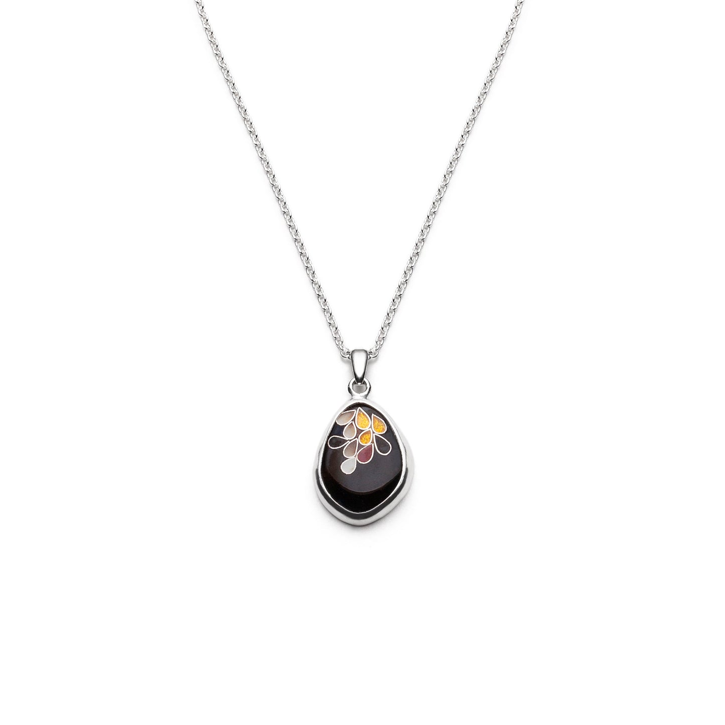 Necklace with a pendant featuring a bee design on a white background