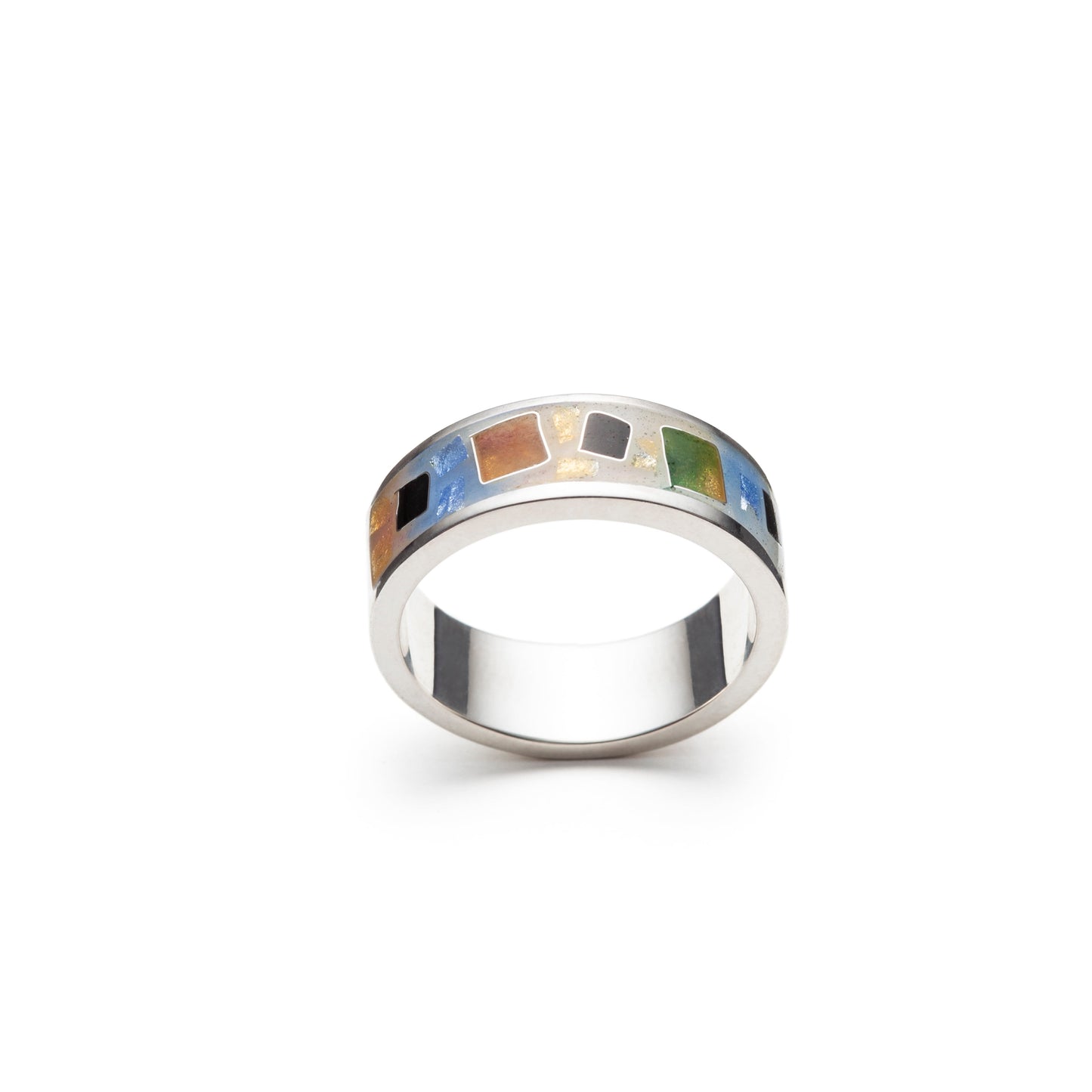 Mosaic Cloisonné Contemporary Band Ring