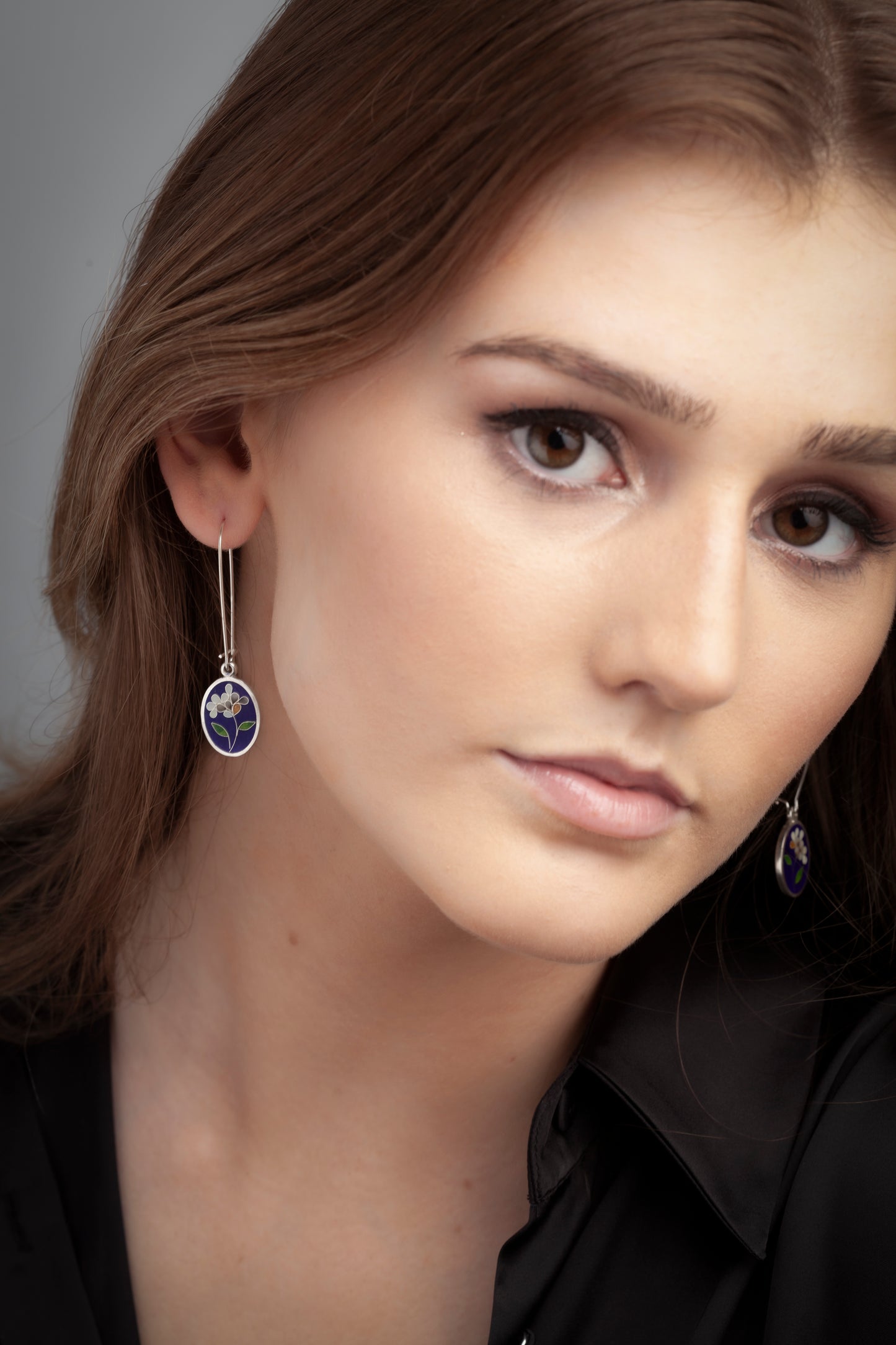 Blue oval earrings