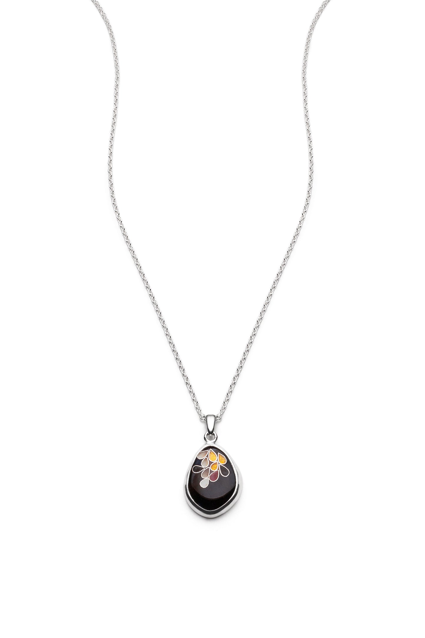 Tiny fall petals black pendant
