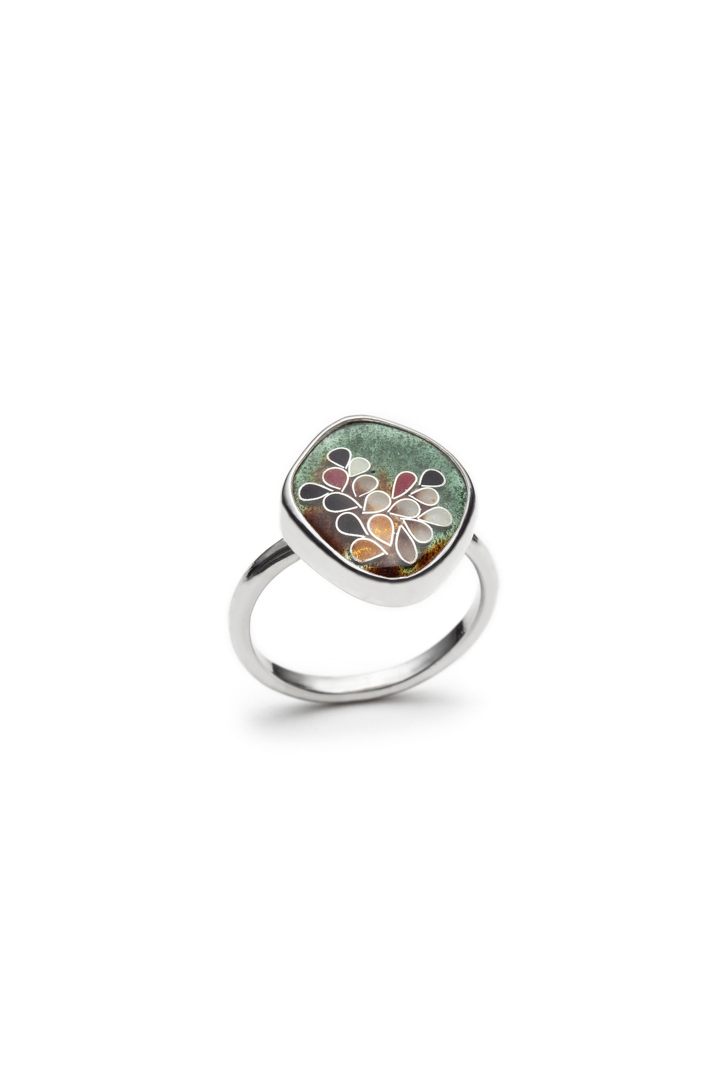 Sage green flower petal ring