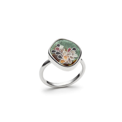 Sage Garden Cloisonné Sterling Silver Ring