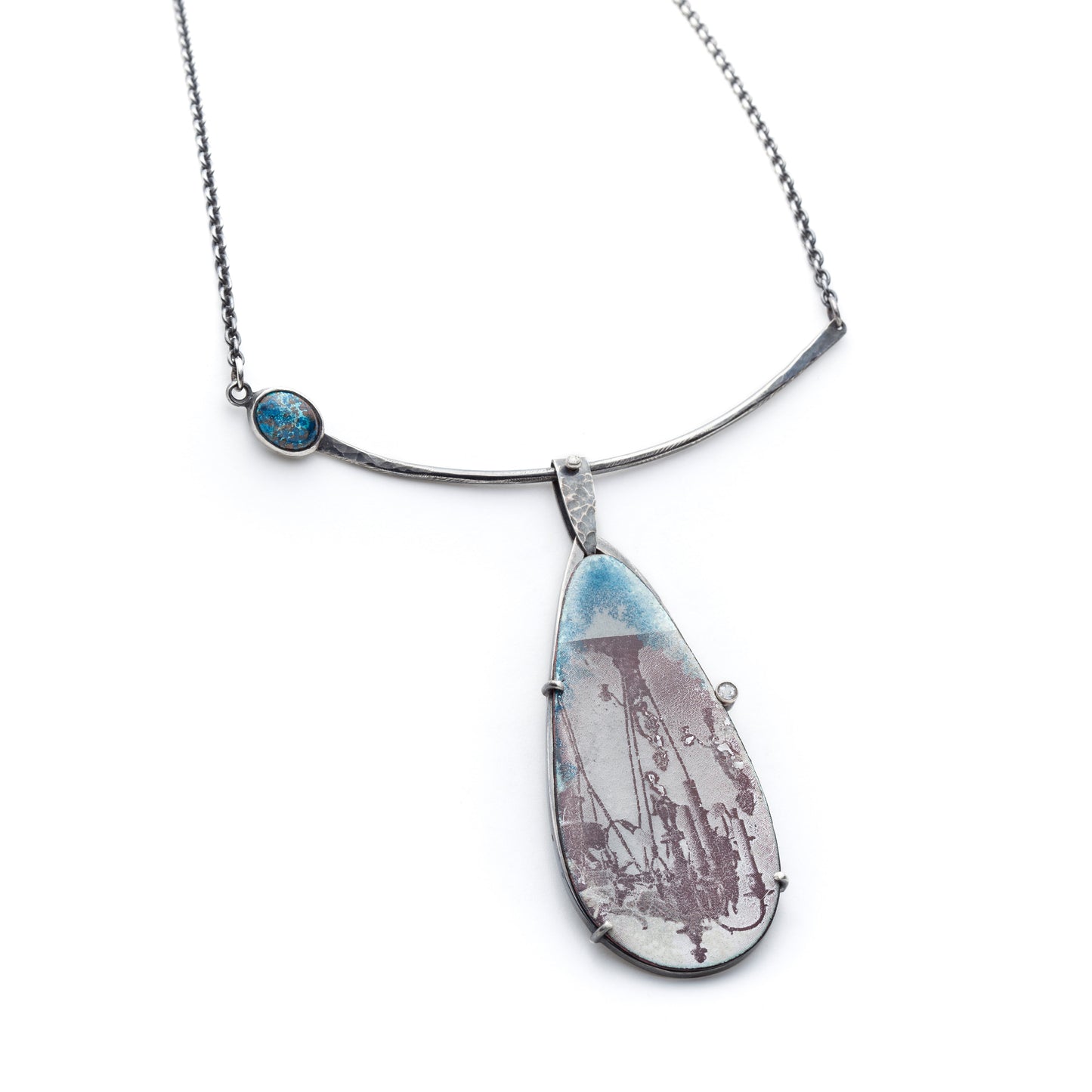 Old Tbilisi Chandelier Necklace with Chrysocolla & Photo Transfer