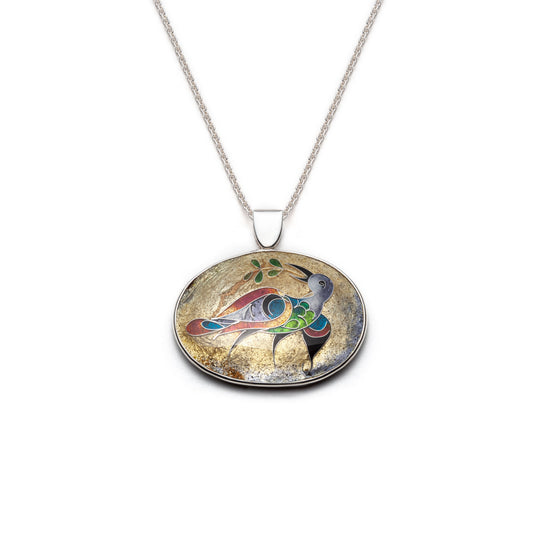 Medieval Bird Cloisonné Pendant, Inspired by 15th Century Armenian Manuscript Art