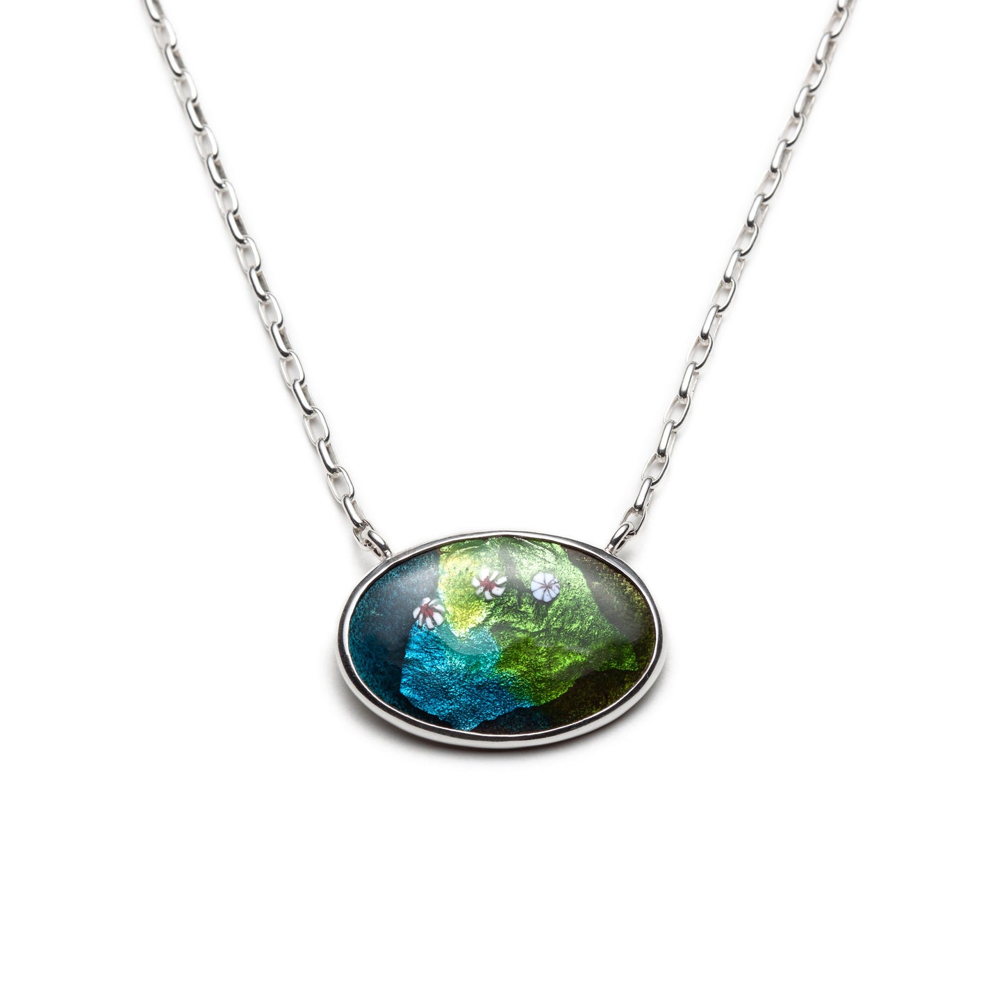 Oval Green Millefiori Cloisonné Pendant