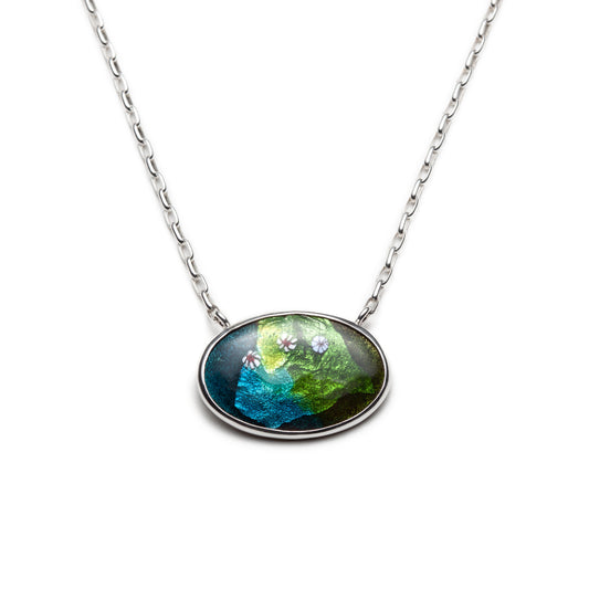 Oval Green Millefiori Cloisonné Pendant