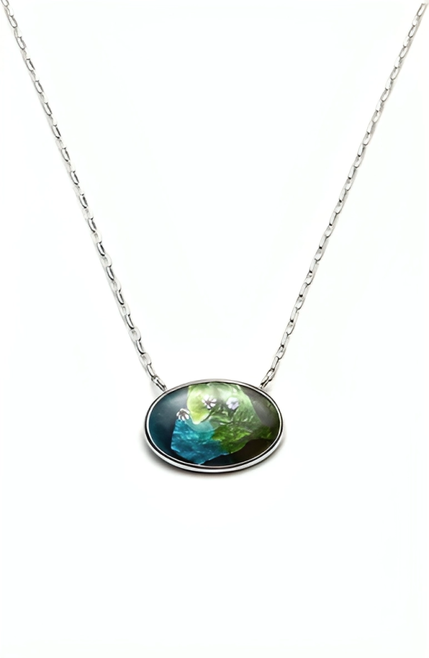 Pendentif ovale vert