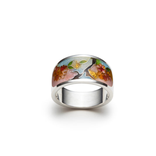 Cherry Blossom Sakura Cloisonné Band Ring