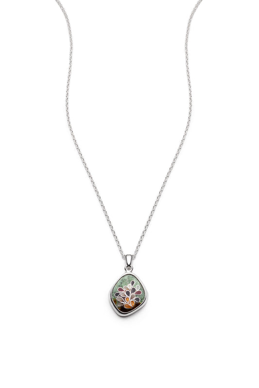 Tiny sage green pendant with petals
